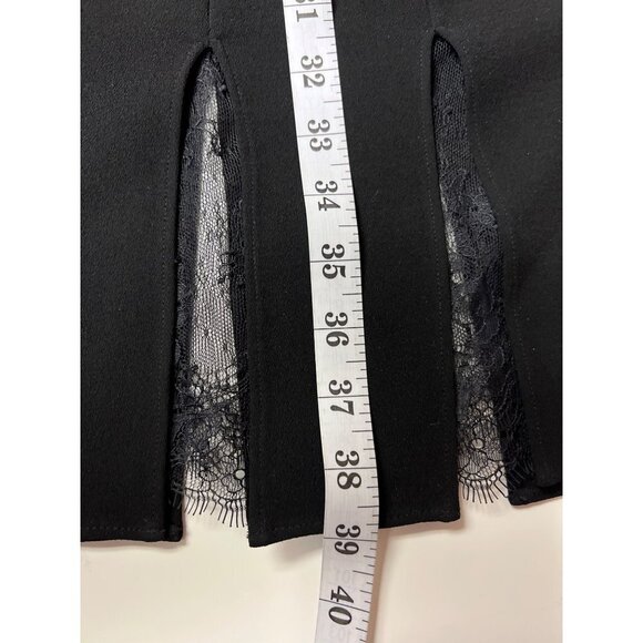 rickie freeman TERI JON Black Lace Pleated Cut Hem Short Sleeve Women's Size 8 - Picture 8 of 12